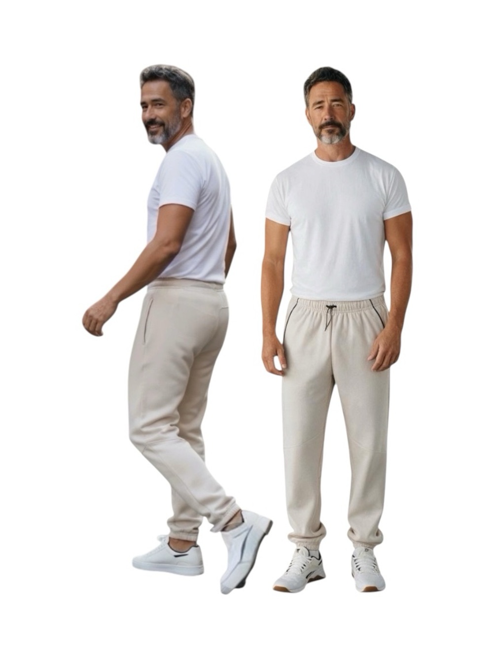 Reebok Men's Light Beige Commuter Jogger with Drawstring
